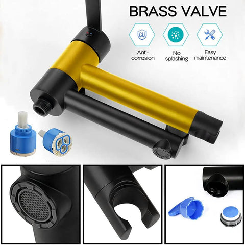Close-up of the brass valve components for Dope Matte Black Wall Mount Bathtub Faucet With Hand Shower And Long Reach Spout 9.25 Inch