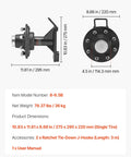 Tough As Nails 8 Lug Shipping Container Wheel Kit featuring beefy cold rolled steel axle for 20 to 40 foot units, showing dimensions.