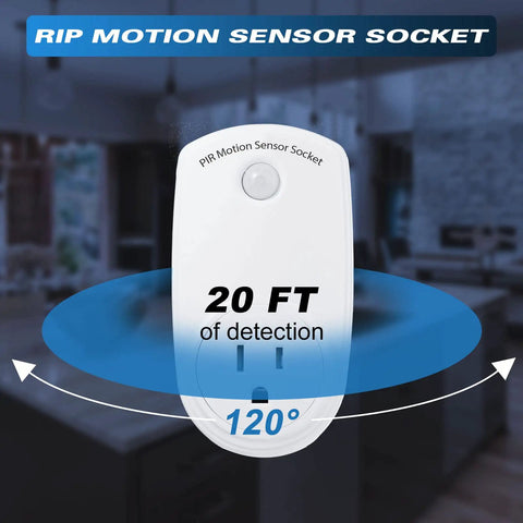Motion Sensor Plug In Sockets Indoor Light Control Switch 120 Degree Detection 20ft Range Motion Activated Detector Plug Outlet For Corridor Garage Patio Room Aisle CE Listed Kid Safe Flame Retardant
