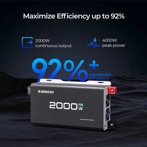 Beefy 2000W 24V Pure Sine Wave Inverter With 4000W Peak Power, 92 Percent Efficiency, Dual AC Outputs and Remote Control