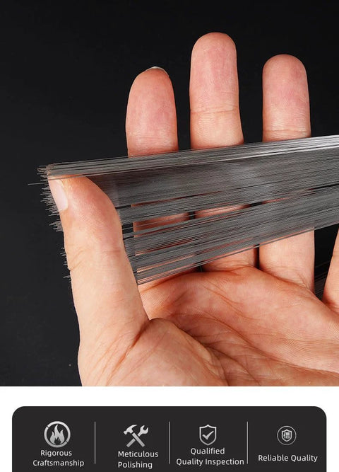 Angyanco stainless steel spring wire bundle, close-up view, 40 pcs, 0.4mm diameter, 15.7in long for DIY crafts