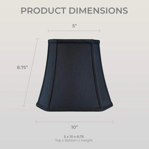 Dope Square Cut Corner Bell Lamp Shade 5 X 10 X 8.75 Black With Gold Lining dimensions diagram
