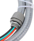 Heavy Duty Half Inch Liquid Tight Flexible Conduit Whips With 6 Foot 10 AWG 3 Wire Copper Cables For Outdoor Air Conditioning Units connector close-up