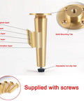 Premium Pure Copper Coffee Table Legs Set With Adjustable Gold Oblique Cone Feet Pre-Drilled With Screws diagram