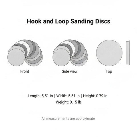 Heavy Duty Aluminum Oxide Sanding Discs With Flexible Backing For Tough Cutting And Smooth Finishes On Wood Metal Or Paint That Resist Tearing And Conform Perfectly To Weird Shapes Without Gunking Up Your Drill Today, shown from front and side views.