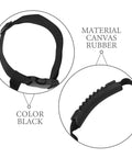 Scuba Diving Tank Carrier Elastic Retainer Strap, black canvas and rubber material, buckle and grip detail.