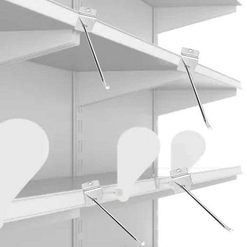 Heavy Duty Slatwall Hooks Pack Of 25 For Retail And Garage Displays 6 Inch Chrome Stainless Steel Hooks with slatwall panel