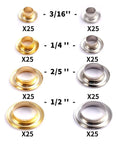200 Sets Metal Grommets Eyelets With Washers And Storage Box In Gold And Silver Includes 1/4 Inch, 3/16 Inch, 2/5 Inch, 1/2 Inch Sizes