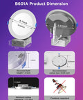B601A Product Dimension with 6.7 inch round LED downlight, showing specific measurements for recessed lighting setup.