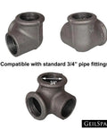 3 Way Malleable Iron Pipe Fittings For 3/4 Inch Pipes Vintage Industrial Shelving Decor For Your Diy Furniture Projects