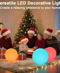 Family enjoying Christmas with 14 Inch LED Ball Light Outdoor Indoor Globe Lamp With Remote Rechargeable Dimmable RGB Orb