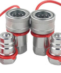 LSQ-S4-04 1/2 in NPT Ag ISO 5675 hydraulic quick-connect couplers with red dust caps, 2-pack