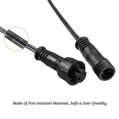 Heavy Duty Waterproof Extension Cord 3.3 Feet IP67 ends showing watertight plugs for outdoor use with thick PVC jacket.