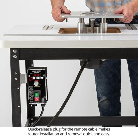 Installation of Kickass 3.25HP Router Motor With Variable Speed Remote Control and Soft Start on a router table.