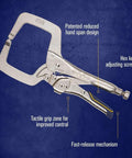 Welding Pliers With Fast Release And C Clamp Locking 11 Inch High Temperature Work Ready ergonomic tactile grip.