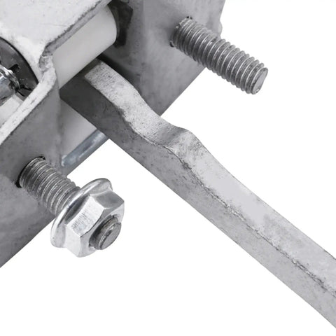 Close-up of the Front Door Hinge Stop Strap Kit for 1991 to 2003 Cars, Rock Solid Heavy Duty Metal Roller Replacement to Eliminate Friction Noise and Rattle, Smooth Door Swing for Driver or Passenger Side, Includes 9181C2 Part Number, Automotive Hinge Guide showing metal screws and roller