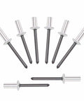 Watertight Closed End Aluminum Blind Rivets With Steel Mandrel, 120-Piece Set, Dome Head Pop Rivets, displayed on white background