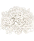 Lightweight White Plastic Safety Chain Links For Crowd Control, 164 Feet durable barrier rope coiled in a pile, perfect for events.