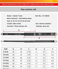 Diagram of Full Extension Drawer Slides 12 Inch With Side Mounted Rails, dimensions in centimeters, cold rolled steel