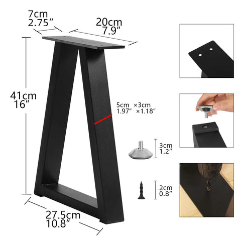 Heavy Duty Trapezoid Metal Table Legs For Bench And Coffee Project Builds Hella Sturdy 16 Inch height with leveling foot pads.