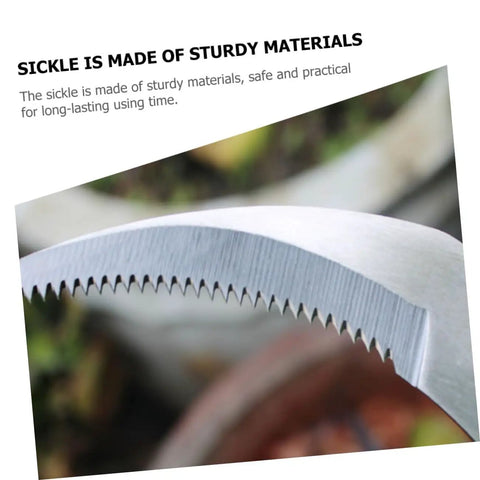 Close-up of scythe blade from Six-Piece Gardening Tools Set for Weeding and Harvesting Scythe Root Removal Grass Cutting Flower Beds