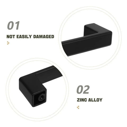 Close-up of Vintage Zinc Alloy Cabinet Handles Matte Black For Kitchen And Dresser Drawers, showing durability and zinc alloy material.