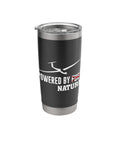 Glider Pilot Coffee Tumbler For Aviation Enthusiasts Stainless Steel Insulated Cup with glider graphic and lid on view