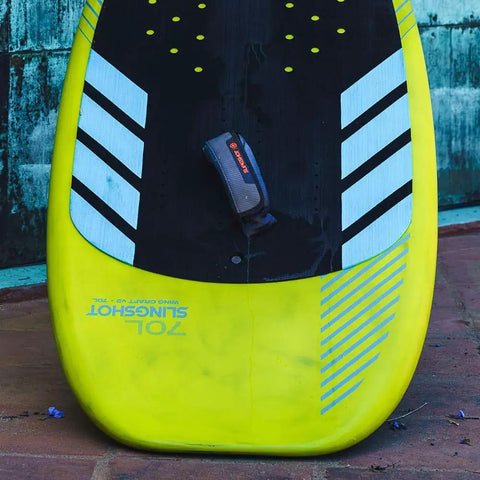 Wing Craft V2 Wingsurf Foil Board 50 L, flat bottom, hard rails, stable pumping, yellow color, top view