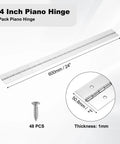 Heavy Duty Piano Hinge 24 X 2 Inch 304 Stainless Steel Continuous Hinge 2 Pack with screw details and dimensions.