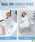Heavy Duty Shower Chair With Back Support, 500 Lb Capacity, in bathtub and bathroom; compact for seniors and disabled.