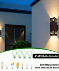 Dusk To Dawn Outdoor Wall Light 2 Pack Brown Up Down Sconce Dope Aluminum Porch Lighting For House Front Door IP65 Modern Exterior Fixture 13 Inch Wall Mount