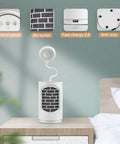 Compact Ceramic Space Heater 600W With LED Light And 4 In 1 Function Desk Heater in bedroom with controls and air outlet details