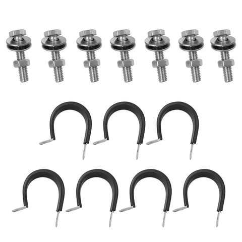 Heavy Duty Fuel Line Quick Fix Kit For Chevy Silverado 1500 Classic includes stainless steel bolts and rubber clips.