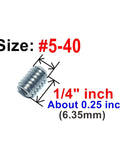 25 Piece 5-40 X 1/4 Inch 304 Stainless Steel Hex Socket Set Screws Grub Screws With 1/16 Inch Allen Wrench For Tough Jobs In Home Shop DIY Projects And Mechanical Assemblies, showing size details