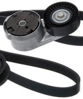 All-In-One Serpentine Belt Drive Kit with Premium Tensioner Pulleys and Hardware for Quick Diy Belt Replacement and Easy Serpentine System Service for Most Cars, black belt and pulleys