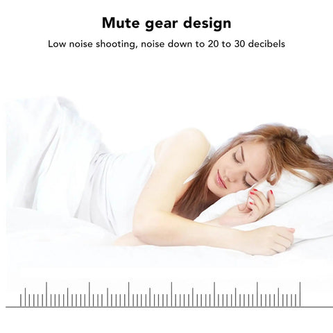 Close-up of a woman peacefully sleeping, showcasing the mute gear design feature for low noise operation.
