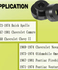 CNC Billet Aluminum Body Mount Bushings Kit For Camaro Nova Chevy II 1967-1981 application list and product image