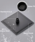 8 Inch Square Rain Shower Head With High Pressure Spray, Stainless Steel Black Finish, Ultra Thin Design, Easy Install