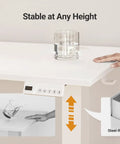 Seang Electric Height Adjustable Standing Desk 48 By 24 Inch Sit Stand Workstation showing stability with glass of water.