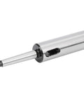Morse taper drill sleeve MT1-MT2 reducing adapter; silver metal cylinder with side slot