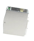 Industrial Din Rail Power Supply 480W 48V Hella Smooth 93% Efficiency Universal Input Reliable Automation And Factory Grade Switching Unit With Plug And Play Operations, stainless steel casing, side view.