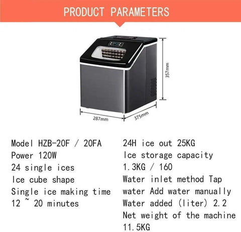 Heavy Duty Countertop Ice Maker Cranks Out Fifty Five Pounds Of Fresh Cube Ice Daily With Ridiculously Fast Twelve Minute Batch And Zero Drama Auto Clean System, 287mm x 375mm x 357mm design.
