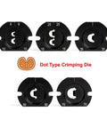 Four dot type crimping dies for Heavy Duty Pneumatic Terminal Crimping Tool With No Sweat Air Pressure Adjustment.