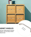 10 Pieces Zinc Alloy Wardrobe Handles And Drawer Pulls, Modern Silver Cabinet Door Pulls With 128mm Hole Spacing shown on a dresser