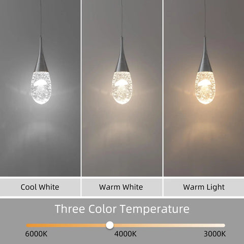 Mini Crystal Pendant Light With Dimmable LED And Three Color Temperatures From 3000K To 6000K Modern Chrome Finish