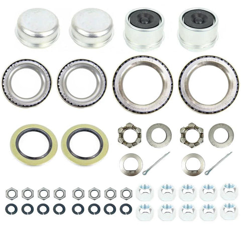 Trailer brake kit for 3,500 lb axle, self-adjusting electric brakes, 5-4.5 in bolt circle with bearings and seals