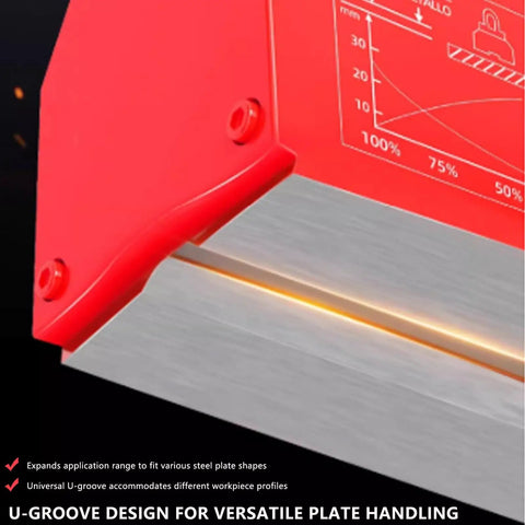 Heavy Duty Permanent Magnetic Lifter With Rock Solid Grip, 2200 Lb Plate Magnet for Crane and Workshop Rigging, U-groove design for versatility.