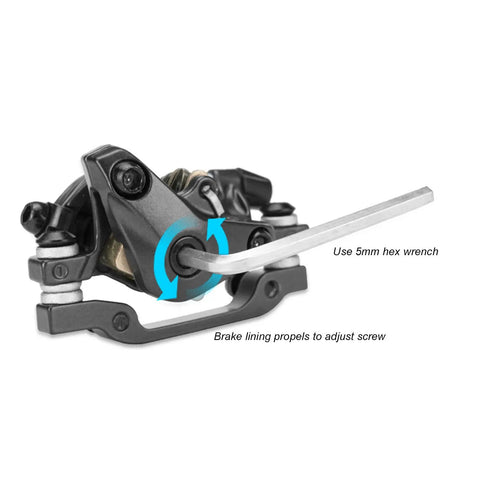 Built Tough Front And Rear Disc Brake Kit With Two Heavy Duty Aluminum Alloy Calipers and Precision Rotors showing adjustable caliper detail.
