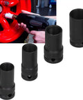 Heavy Duty 4 Piece Locking Wheel Nut Removal Sockets Kit With Protective Sheath Made From Gnarly Aluminum Alloy For Tough Car Tire Changes And Auto Repair Jobs Where Stubborn Bolts Hit Like A Hammer, 17-26mm sockets