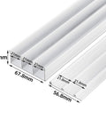 Built Tough Heavy Duty Triple Track Sliding Door Hardware Kit With Aluminum Rails detail, showing measurements and track profile.